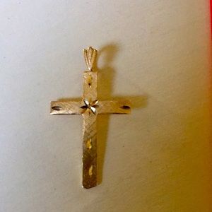 14k yellow gold Michael Anthony MA cross pendant.